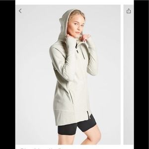 NWT Athleta Triumph Long Fog Gray Heather hoodie jacket.